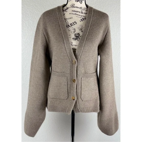 KHAITE NWT Scarlet Cashmere Cardigan Sweater Barley, size Medium - Picture 3 of 16